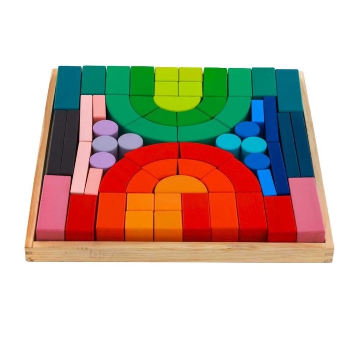 62 Pieces Rainbow Building Block Set