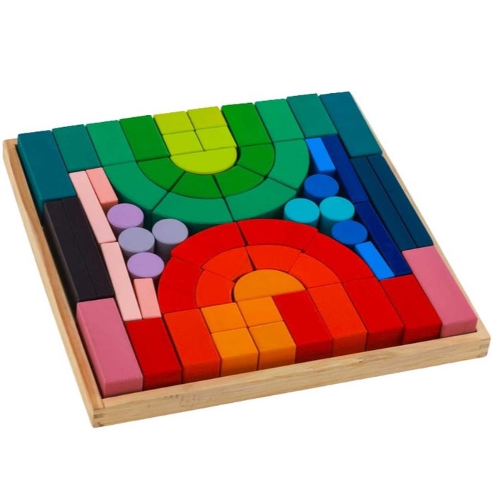 62 Pieces Rainbow Building Block Set