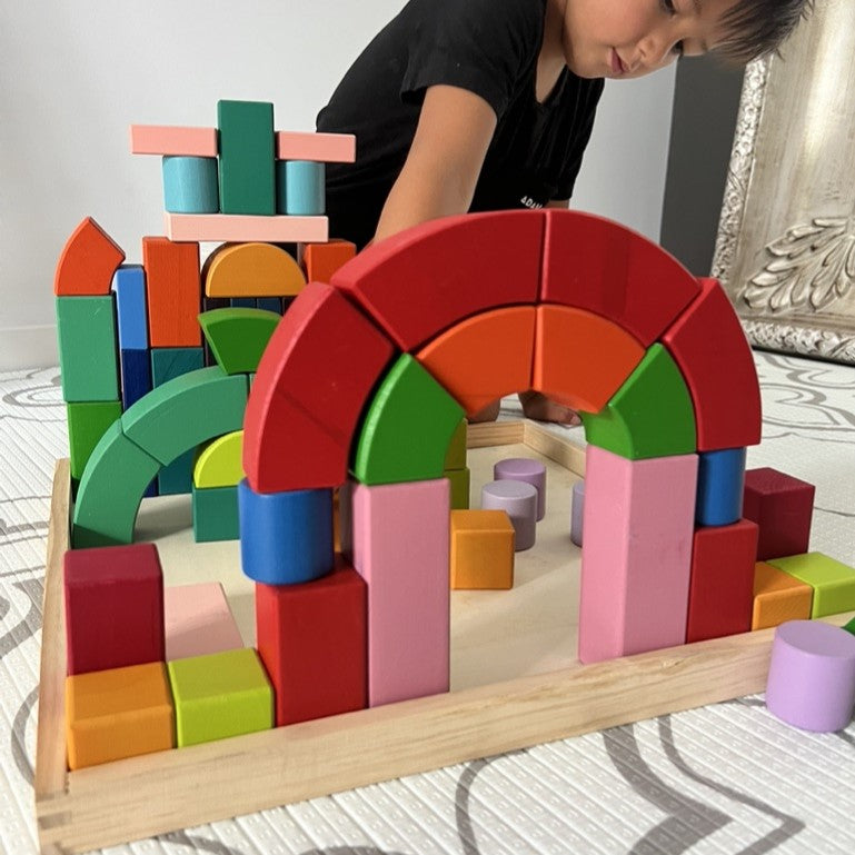 62 Pieces Rainbow Building Block Set