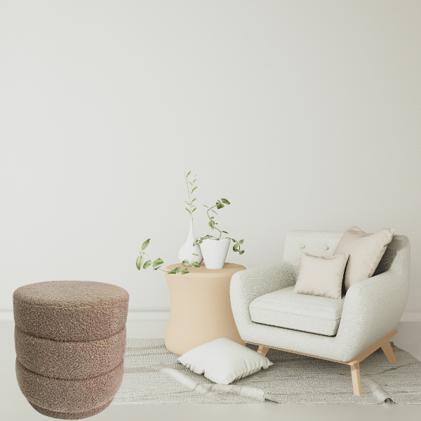 Boucle Loop-Style Stepped Ottoman/ Stool - Taupe