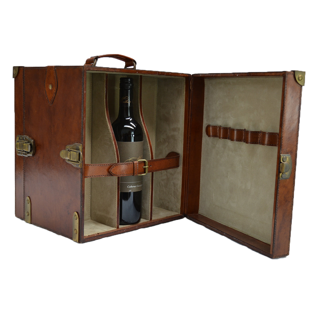 6 Wine Bottles Leather Carrier