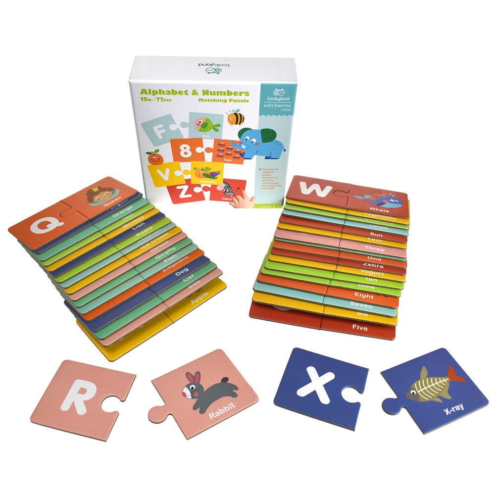 72 Pcs Alphabets & Numbers Matching Puzzle Game