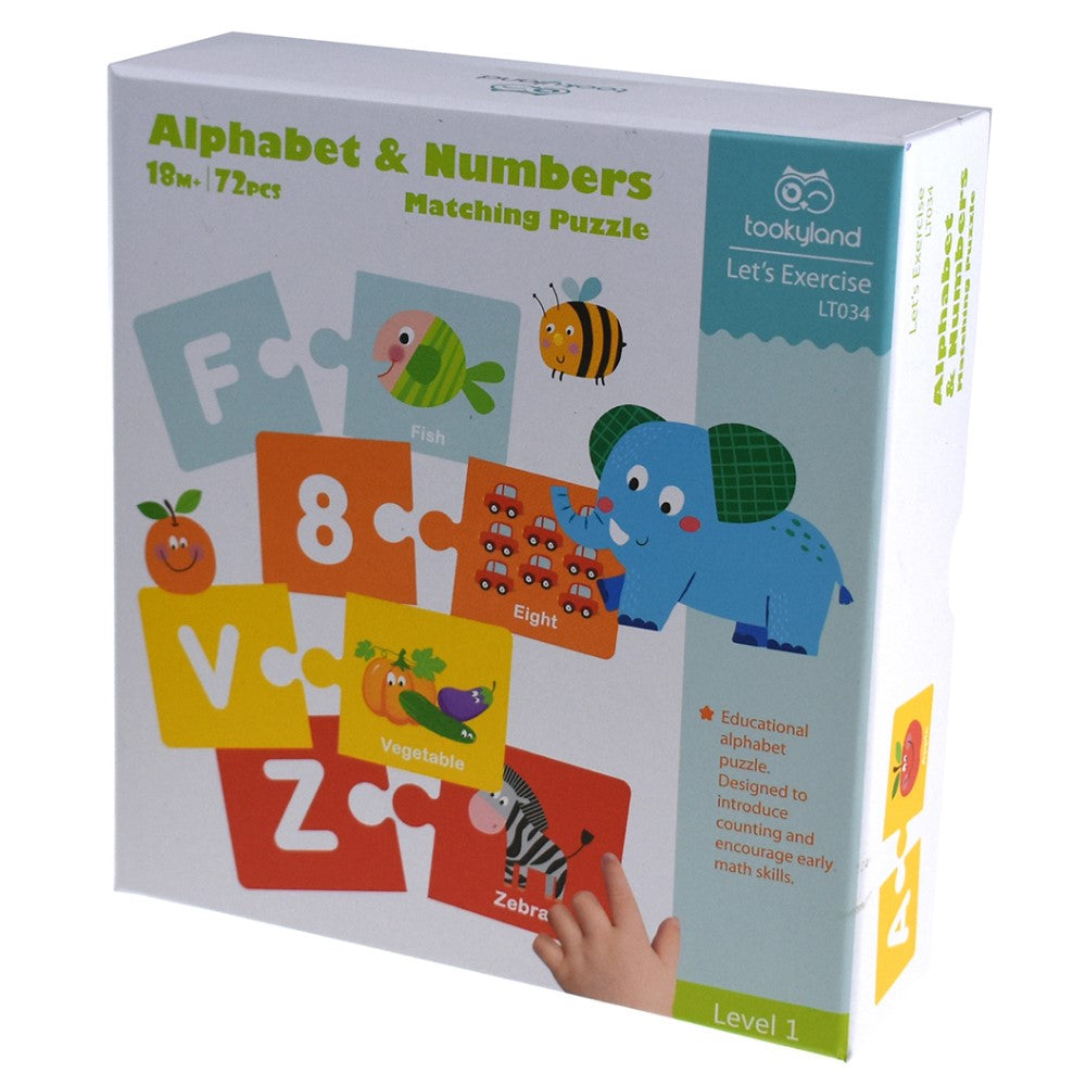 72 Pcs Alphabets & Numbers Matching Puzzle Game