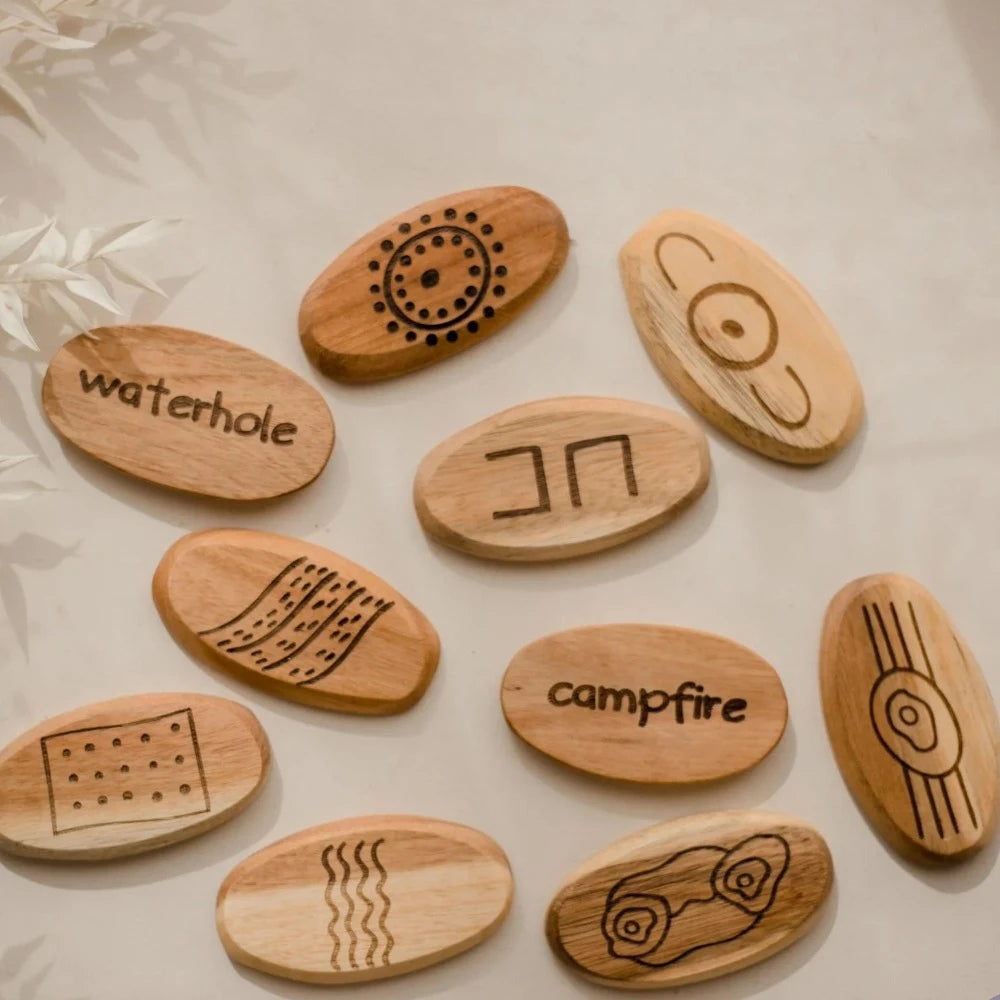 Aboriginal Symbol Wooden Stones