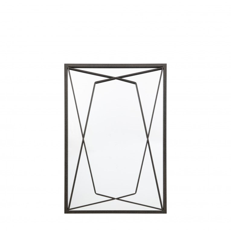 Abstract Black Geometric Beadboard Wall Mirror
