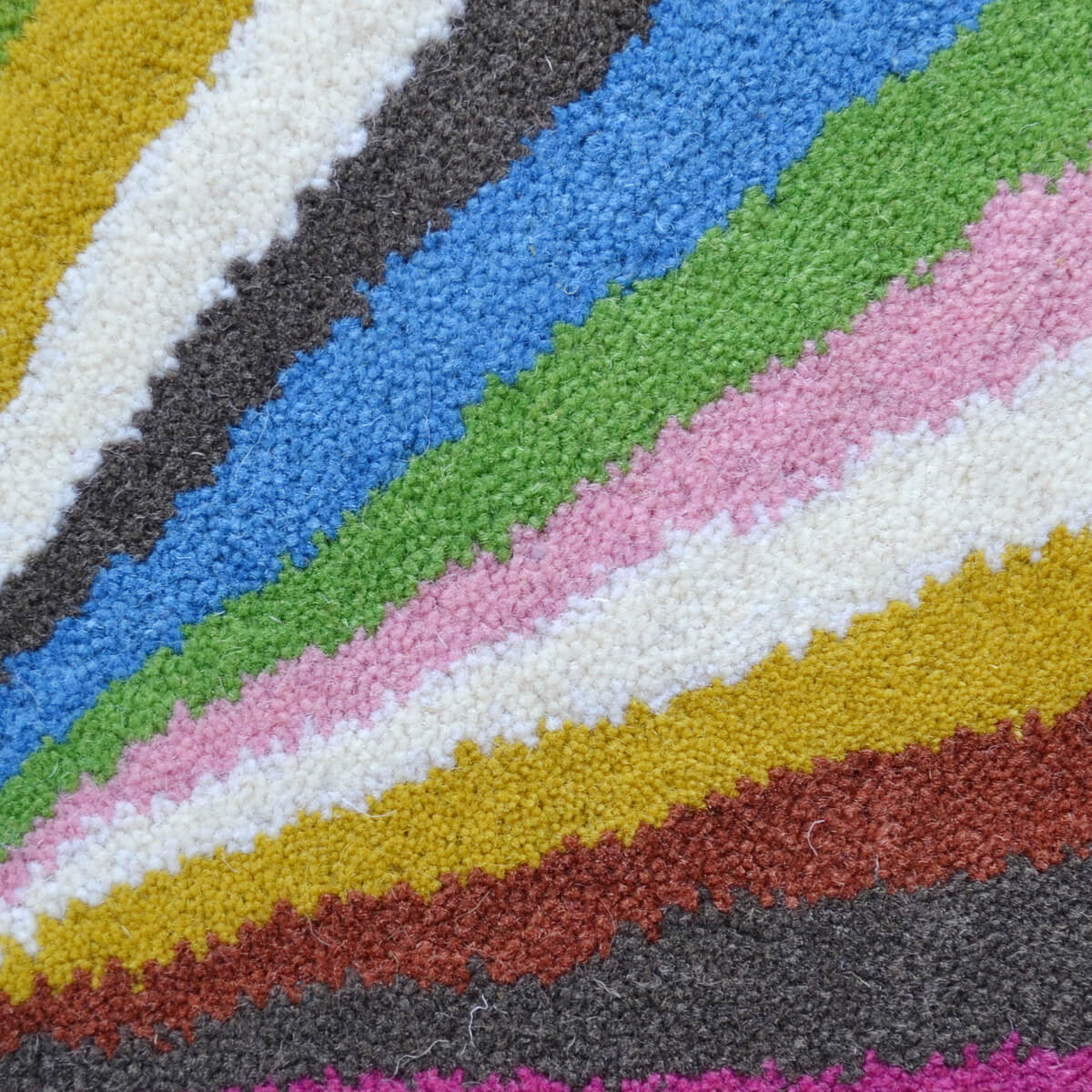 Abstract Colorful Stripes Woolen Rug - Round