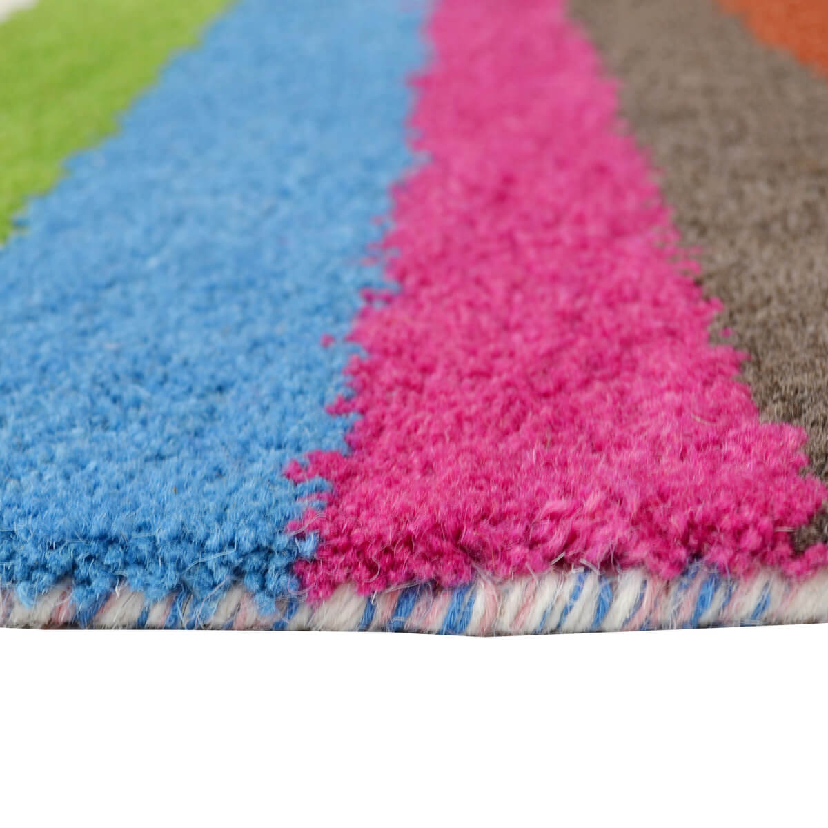 Abstract Colorful Stripes Woolen Rug - Round
