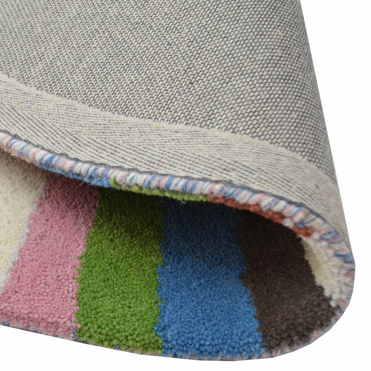 Abstract Colorful Stripes Woolen Rug - Round
