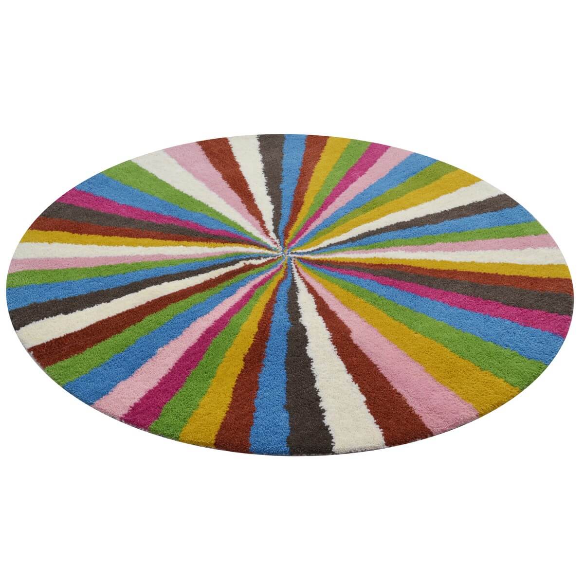 Abstract Colorful Stripes Woolen Rug - Round
