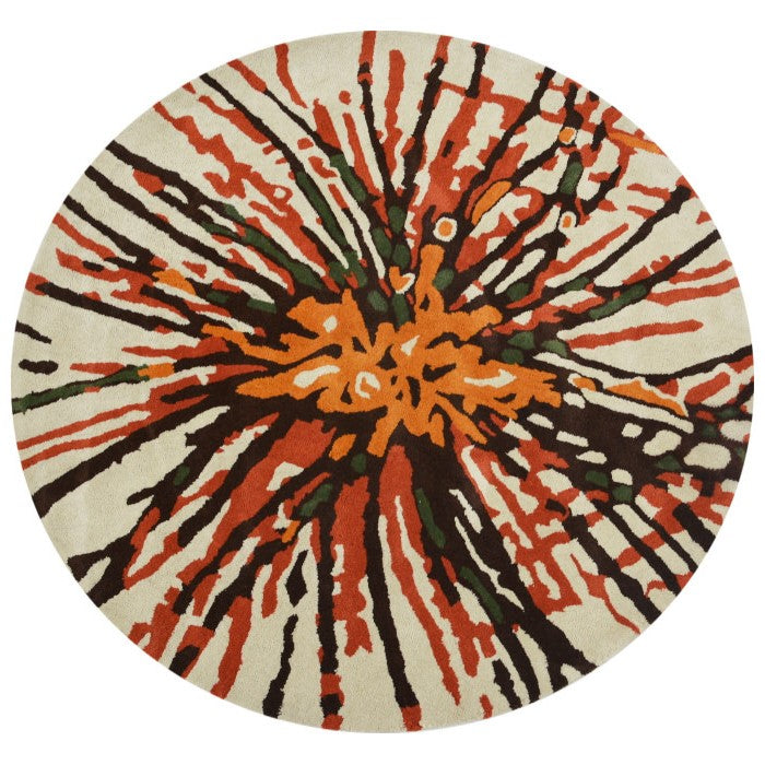 Abstract Colorful Strokes Woolen Rug - Round