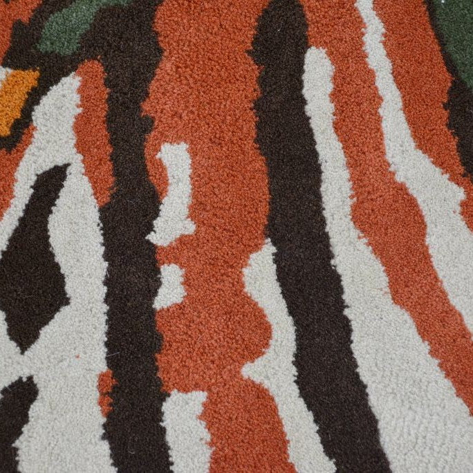 Abstract Colorful Strokes Woolen Rug - Round