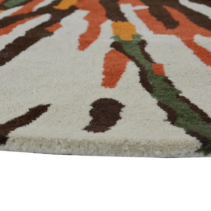 Abstract Colorful Strokes Woolen Rug - Round
