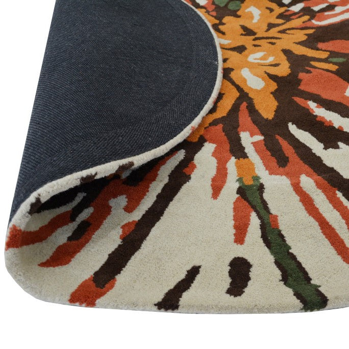 Abstract Colorful Strokes Woolen Rug - Round
