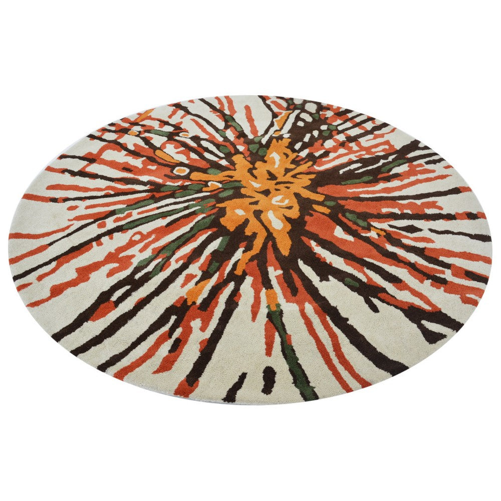 Abstract Colorful Strokes Woolen Rug - Round