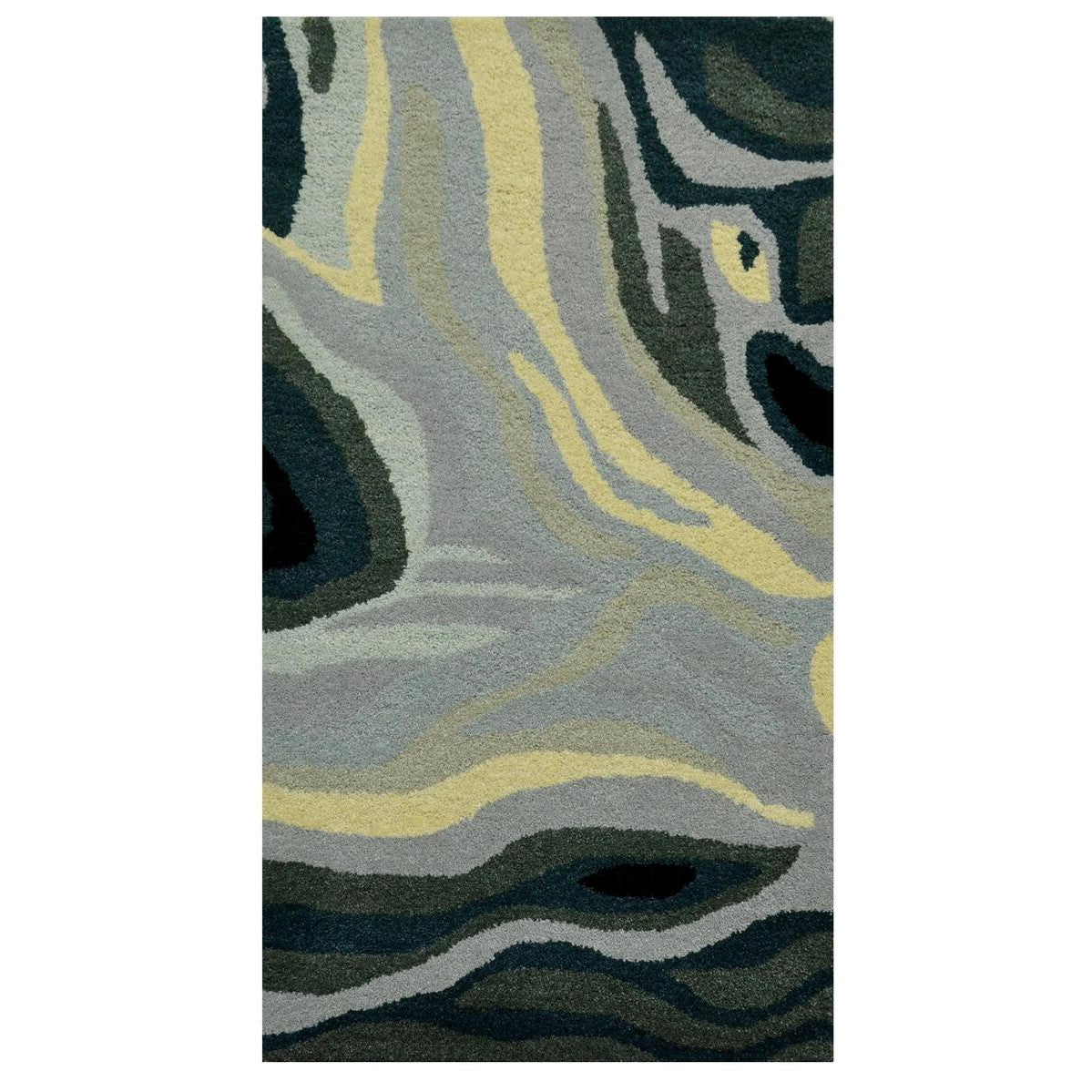 Abstract Waves Design Hand Woven Woollen Rug