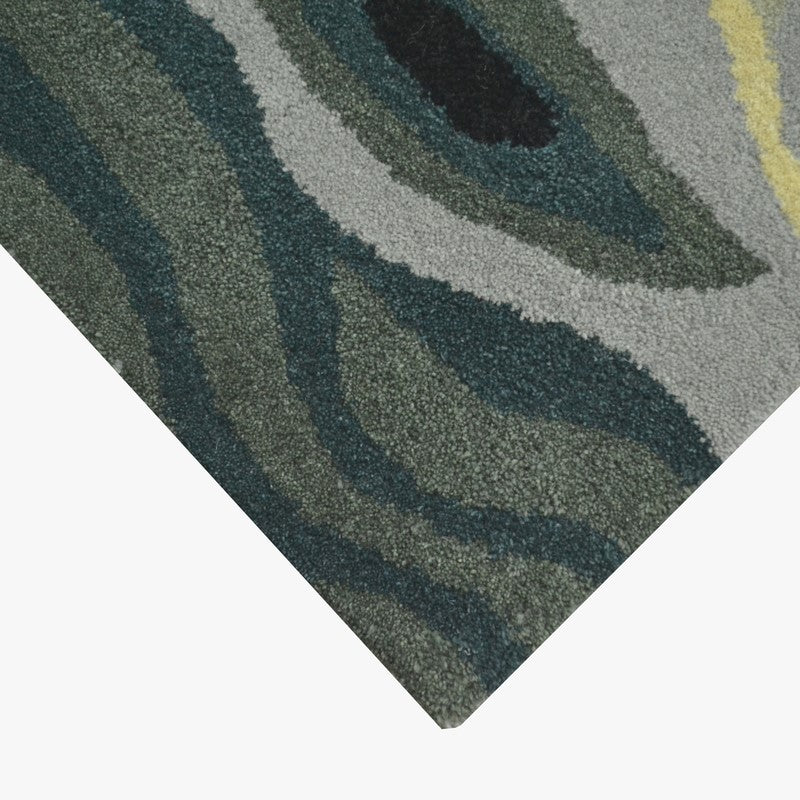 Abstract Waves Design Hand Woven Woollen Rug