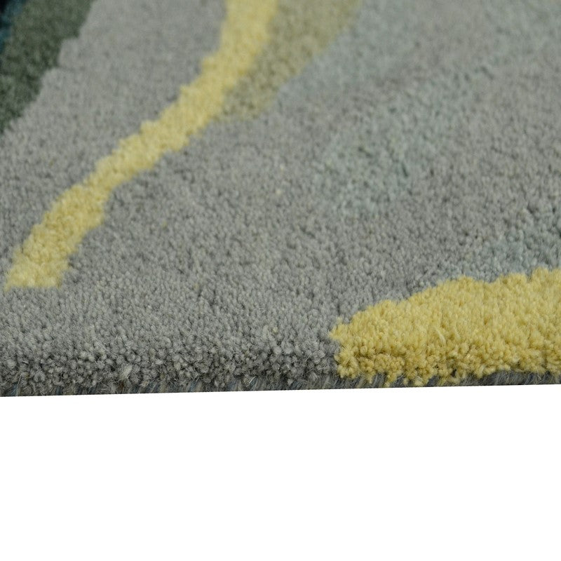 Abstract Waves Design Hand Woven Woollen Rug