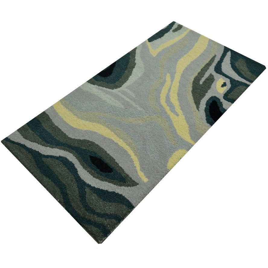 Abstract Waves Design Hand Woven Woollen Rug