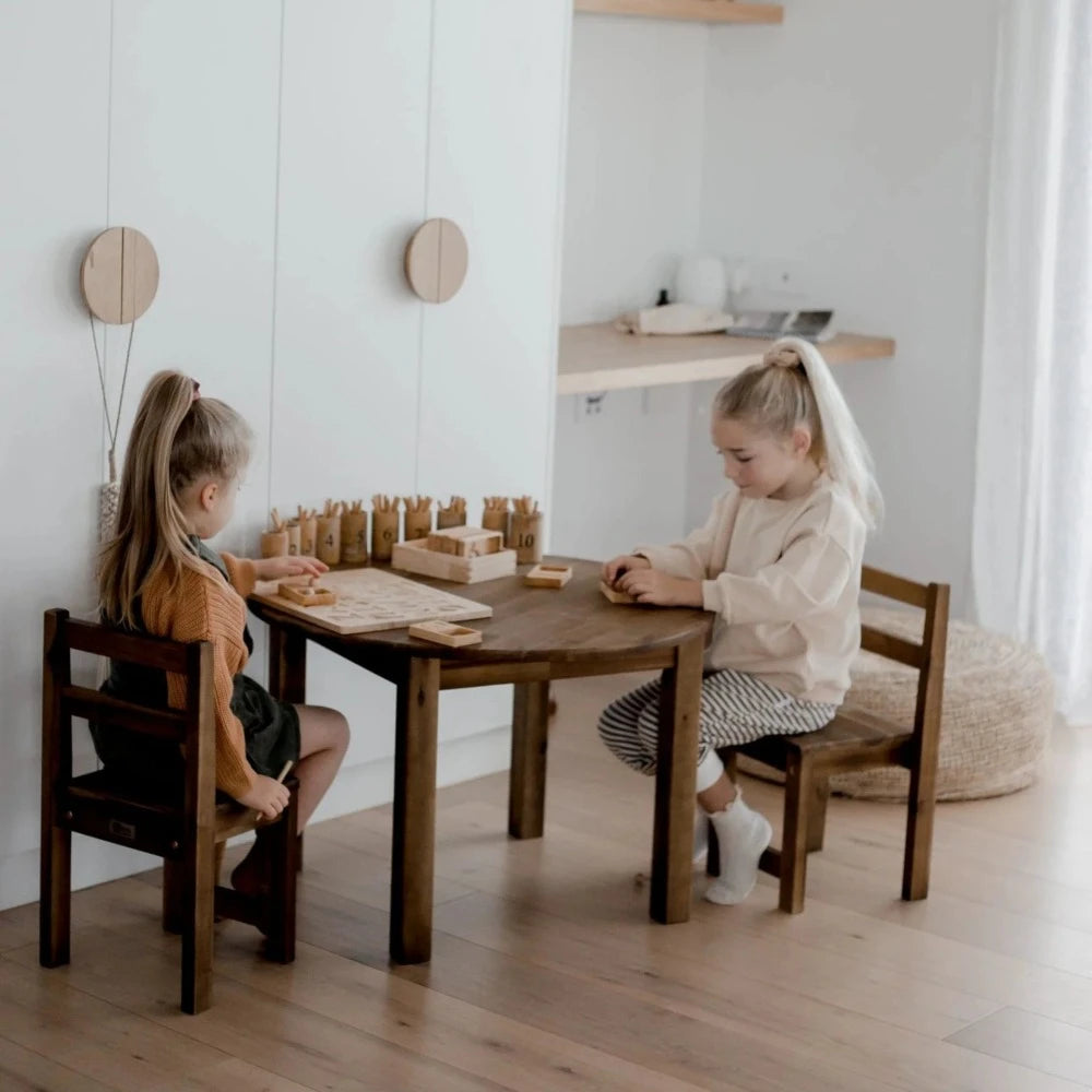 Acacia Wood Medium Round Table with 2 Standard Chairs