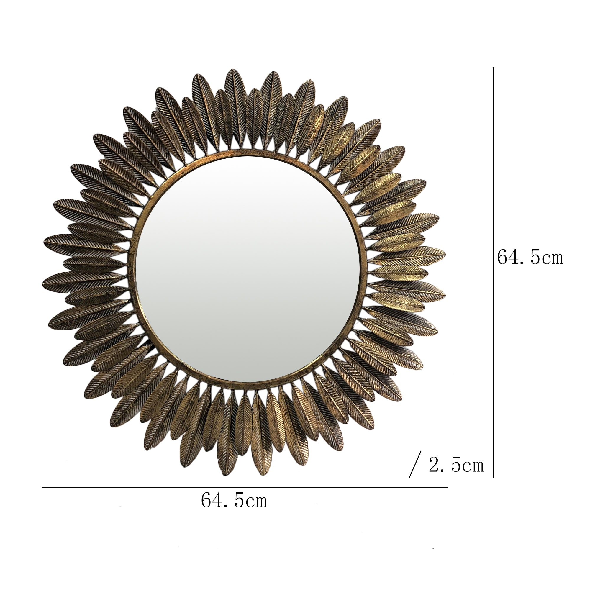 Allure Lustre Gold Leaf Round Wall Mirror 65cms