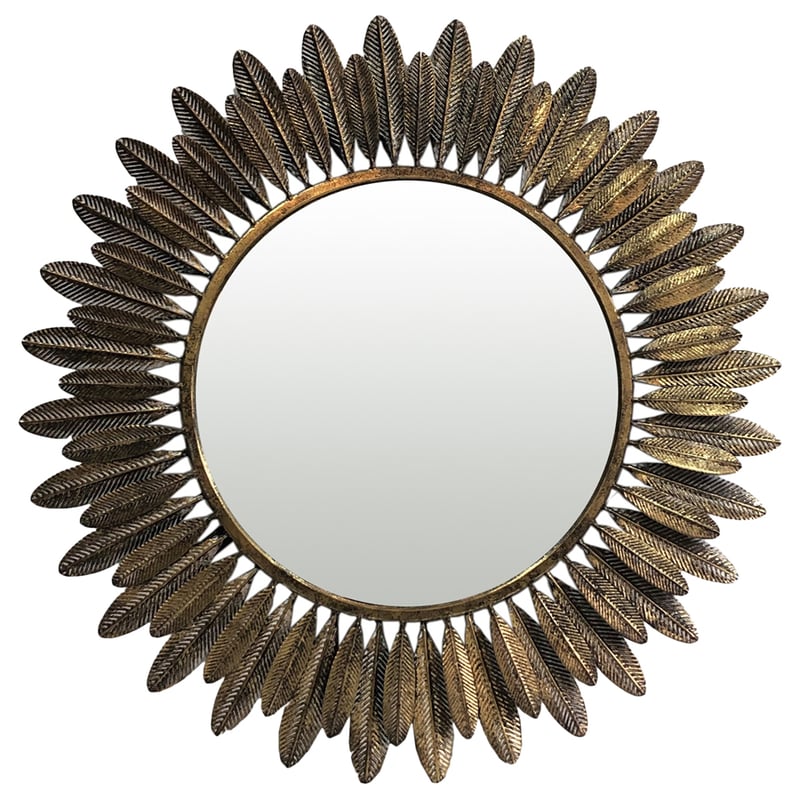 Allure Lustre Gold Leaf Round Wall Mirror 65cms