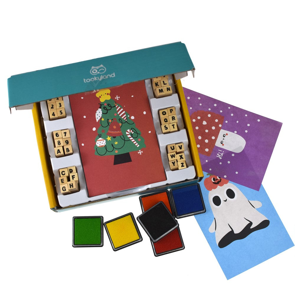 Alphabet & Numbers Wooden Stamps Set Craft Kit
