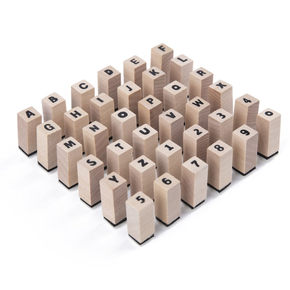 Alphabet & Numbers Wooden Stamps Set Craft Kit
