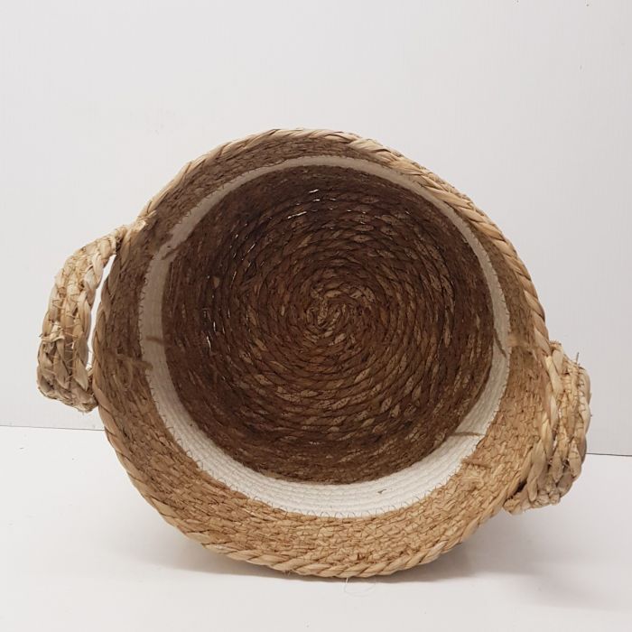 Andrew Striped Storage Hamper with Handles - White & Natural - Set of 3