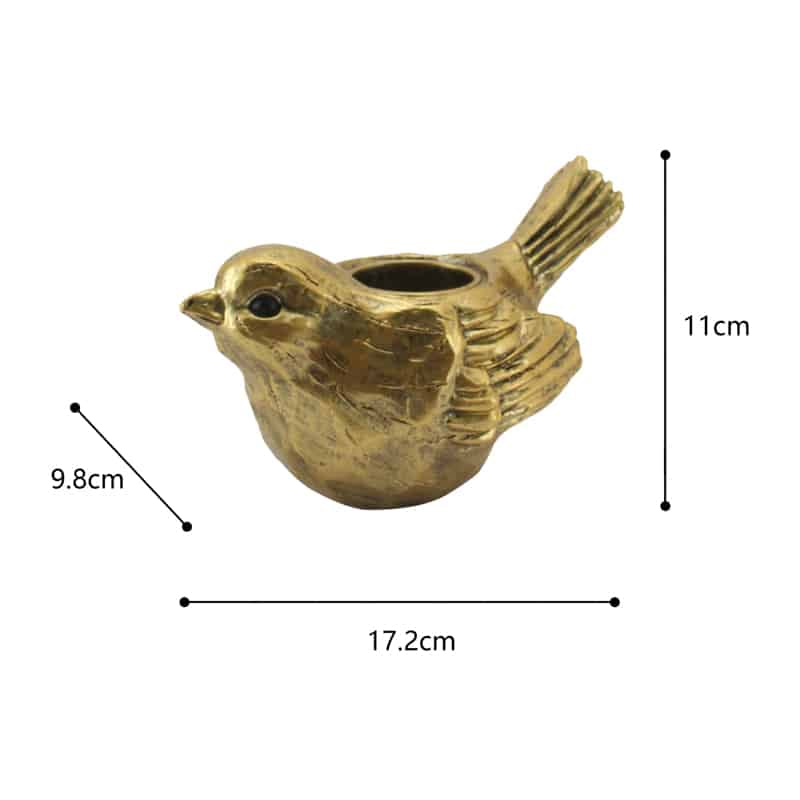 Anique Gold Bird Tealight Candleholder - 17x10x11cms