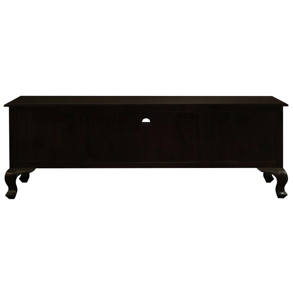 Antique 2 Door 2 Drawer Queen Ann Entertainment Unit - Dark Brown