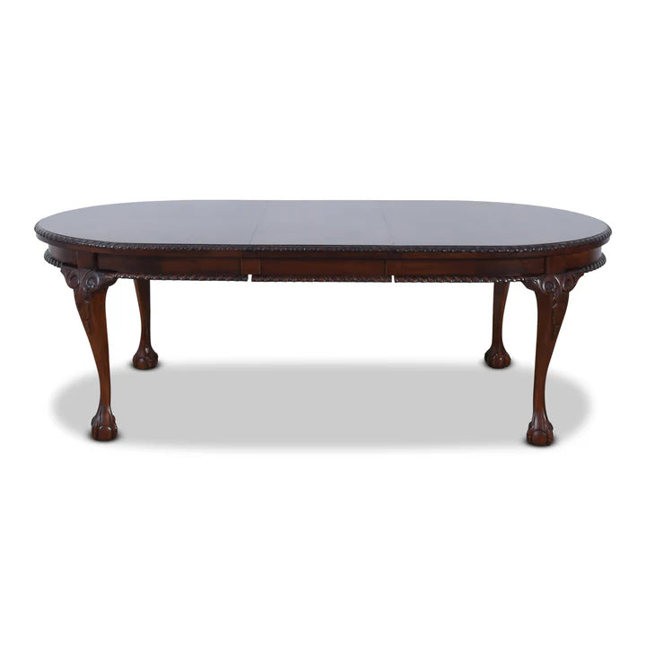 Antique Ball and Claw Foot Extension Table - Dark Mahogany