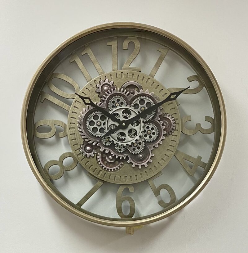 Antique Brass Regal Gear Metal Clock 60cms