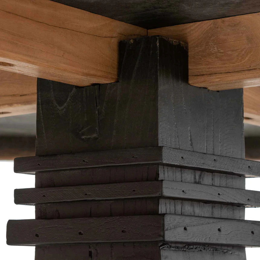 Antique Designer Dining Table 160cms - Natural & Black