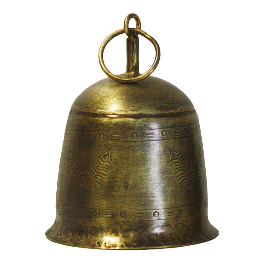 Antique Gold Vintage Etched Bell - Large 10x15cms