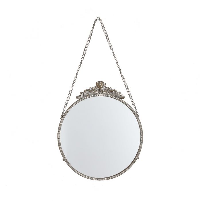Antique Metal Frame Round Hanging Mirror 30cms