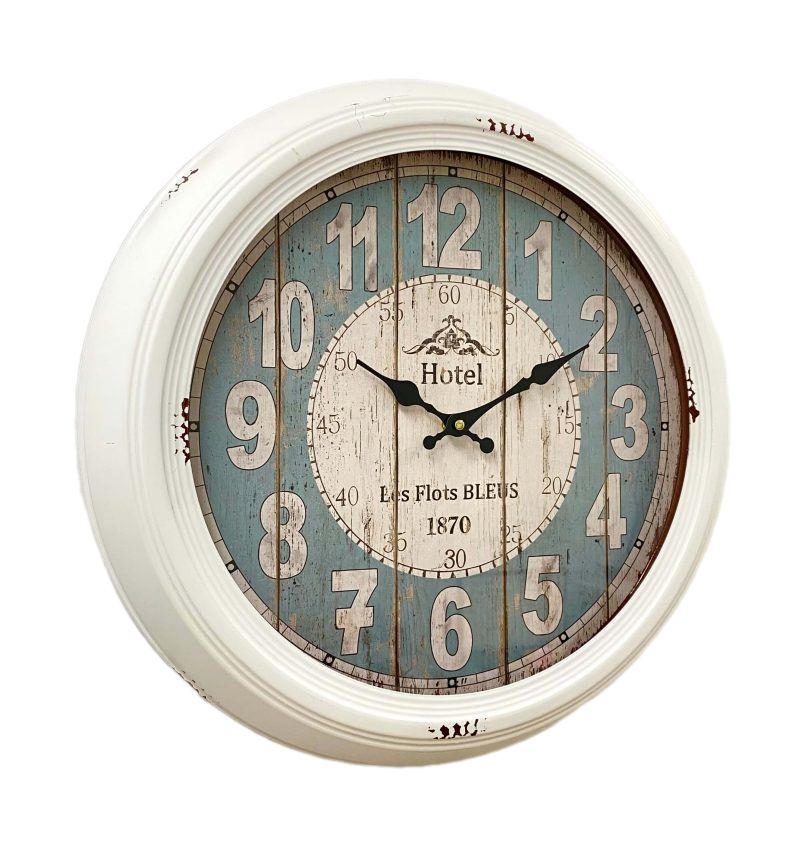 Antique White Round Wall Clock 46cms