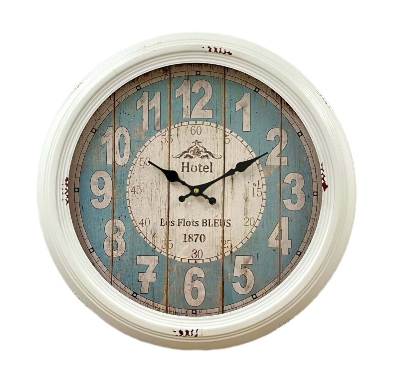 Antique White Round Wall Clock 46cms
