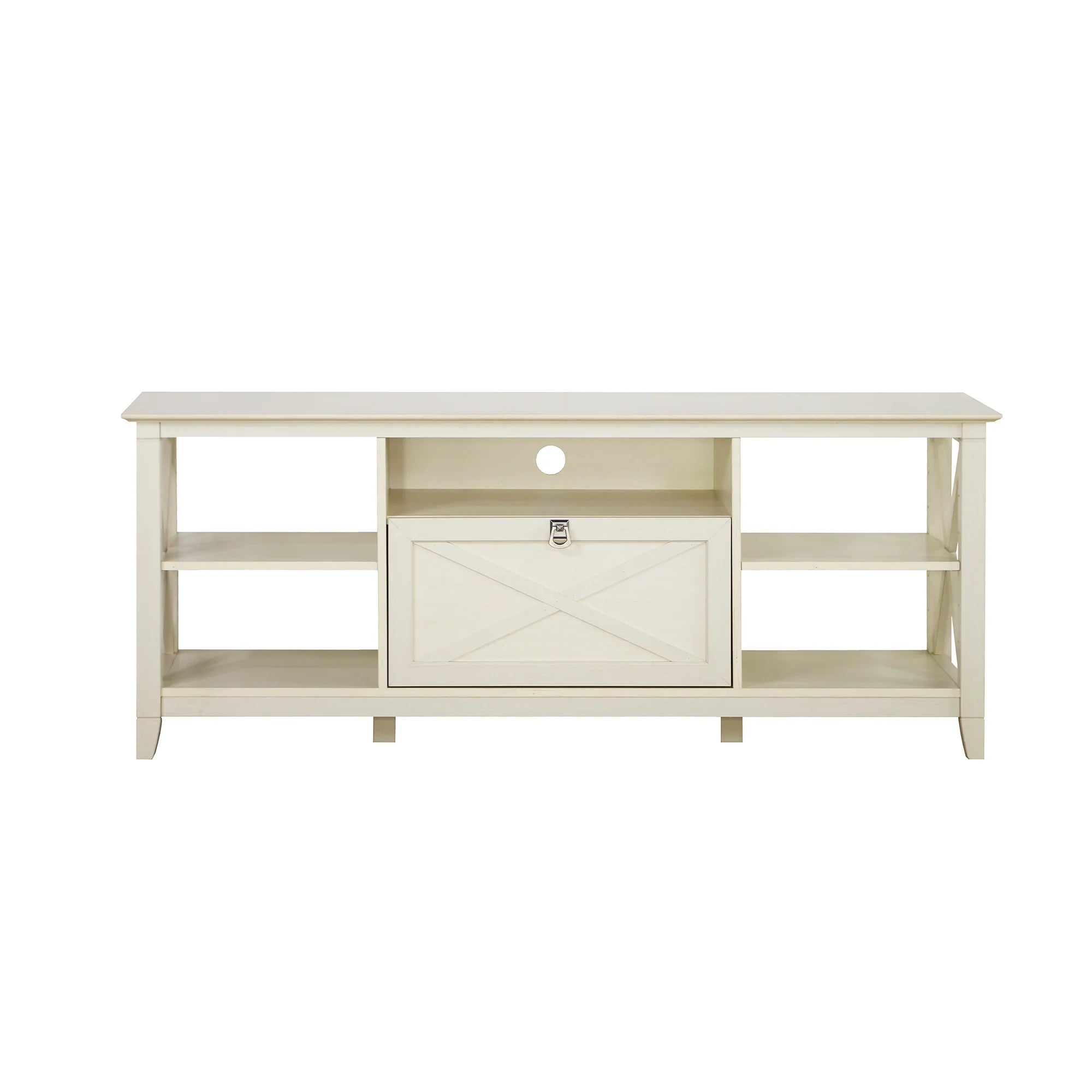 Vintage White Cross Design Engineered Wood TV Unit