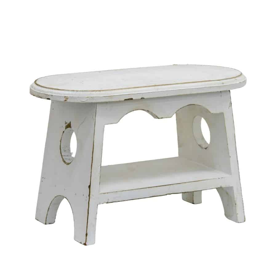 Antique Wooden White Milking Stool - 21cms