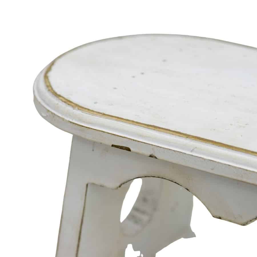 Antique Wooden White Milking Stool - 21cms