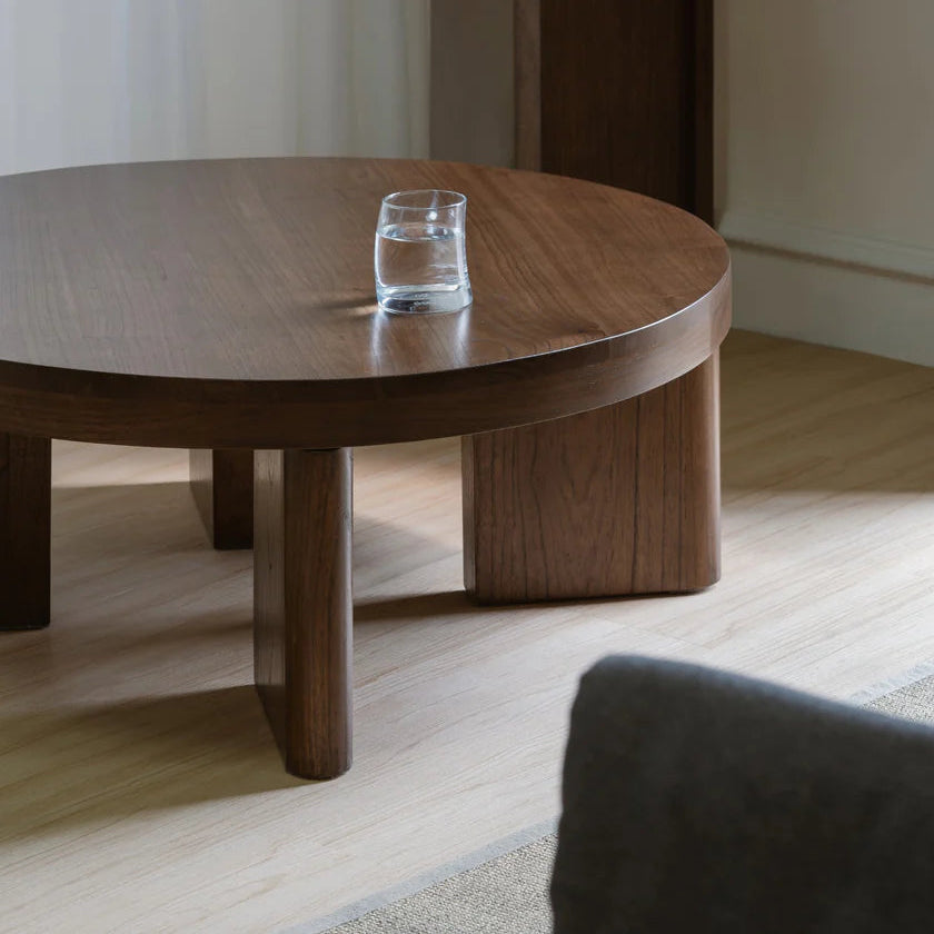 Apollo Contemporary Walnut Timber Coffee Table - 90cms