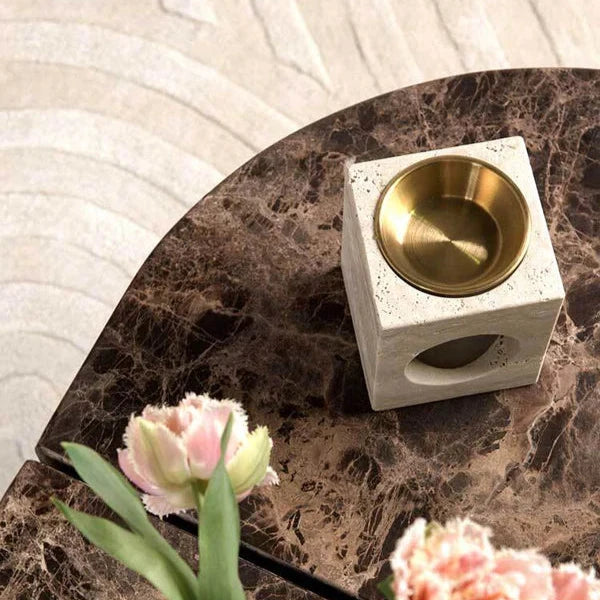 Aromatherapy Mika Tealight Oil Burner in Travertine - Beige
