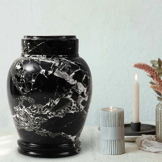 Artful Shape Handcrafted Modern Urn - Black