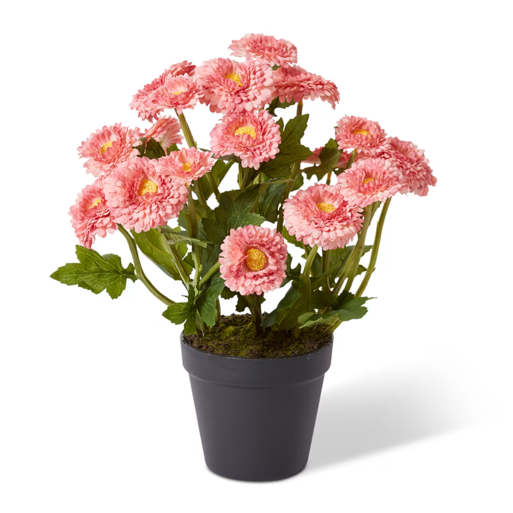 Artificial Chrysanthemum Spray Plant Pot- Pink - 38cms