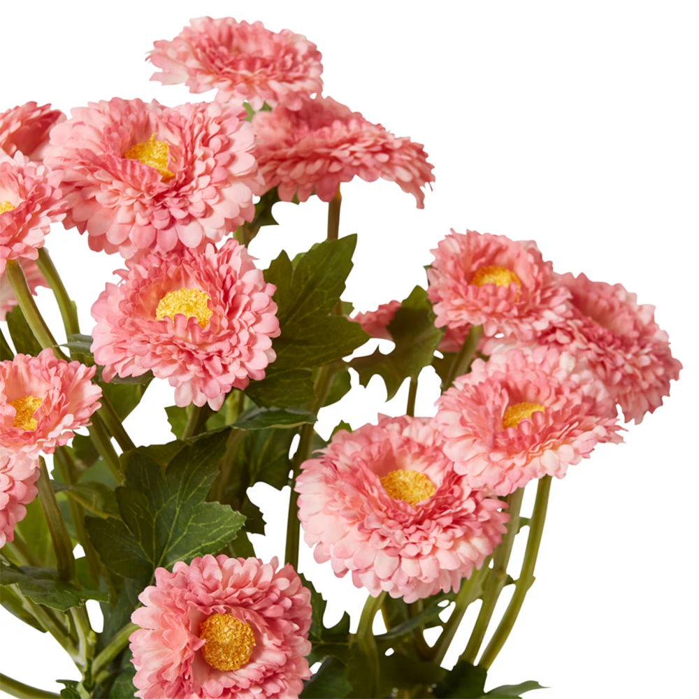 Artificial Chrysanthemum Spray Plant Pot- Pink - 38cms