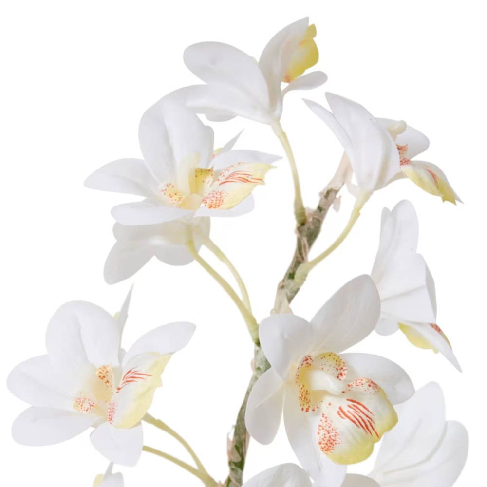 Artificial Cymbidium Hybrid Dimple Pot- White - 56cms