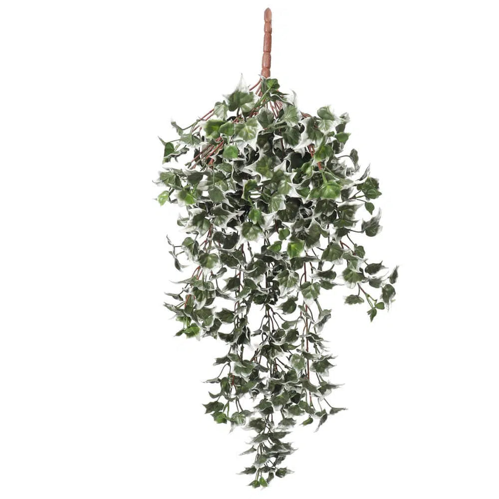 Artificial Green And White UV Resistant Ivy Bush 80cms