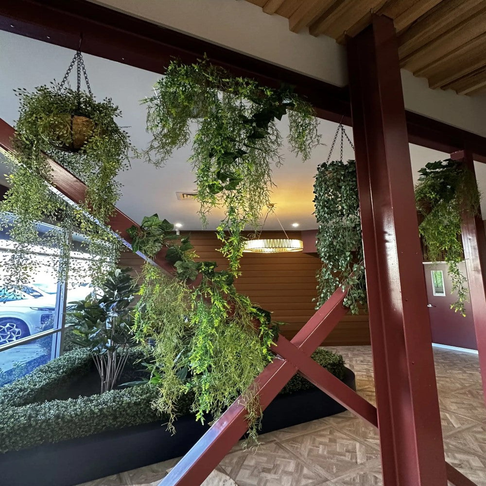 Artificial Hanging Evergreen Plant UV Resistant 130cms