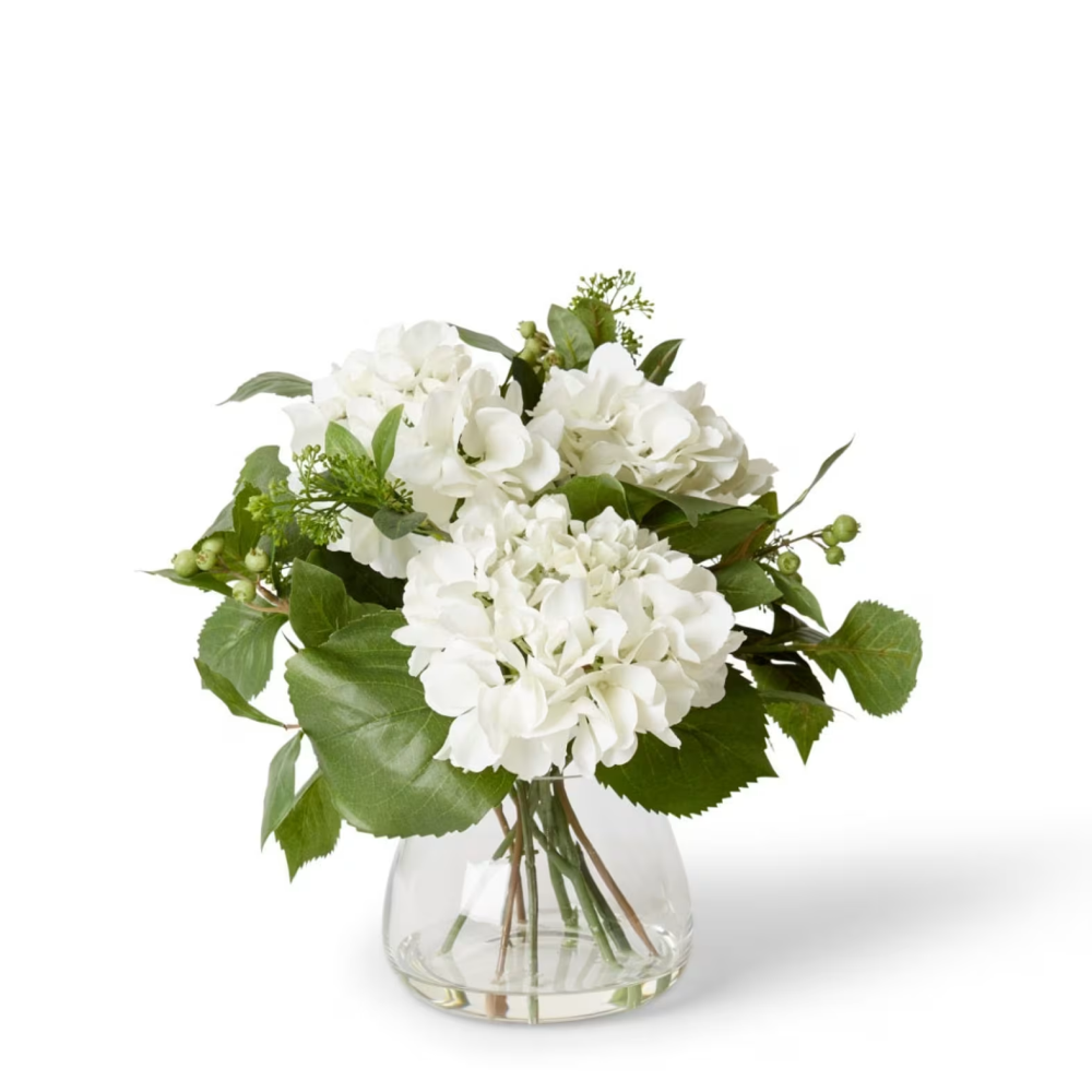 Artificial Hydrangea Berry Mix in Allira Vase - White - 33cms