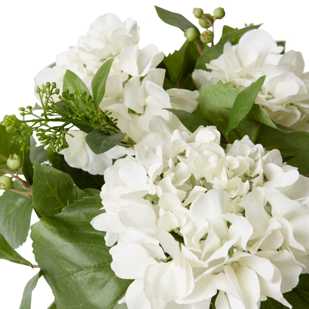 Artificial Hydrangea Berry Mix in Allira Vase - White - 33cms